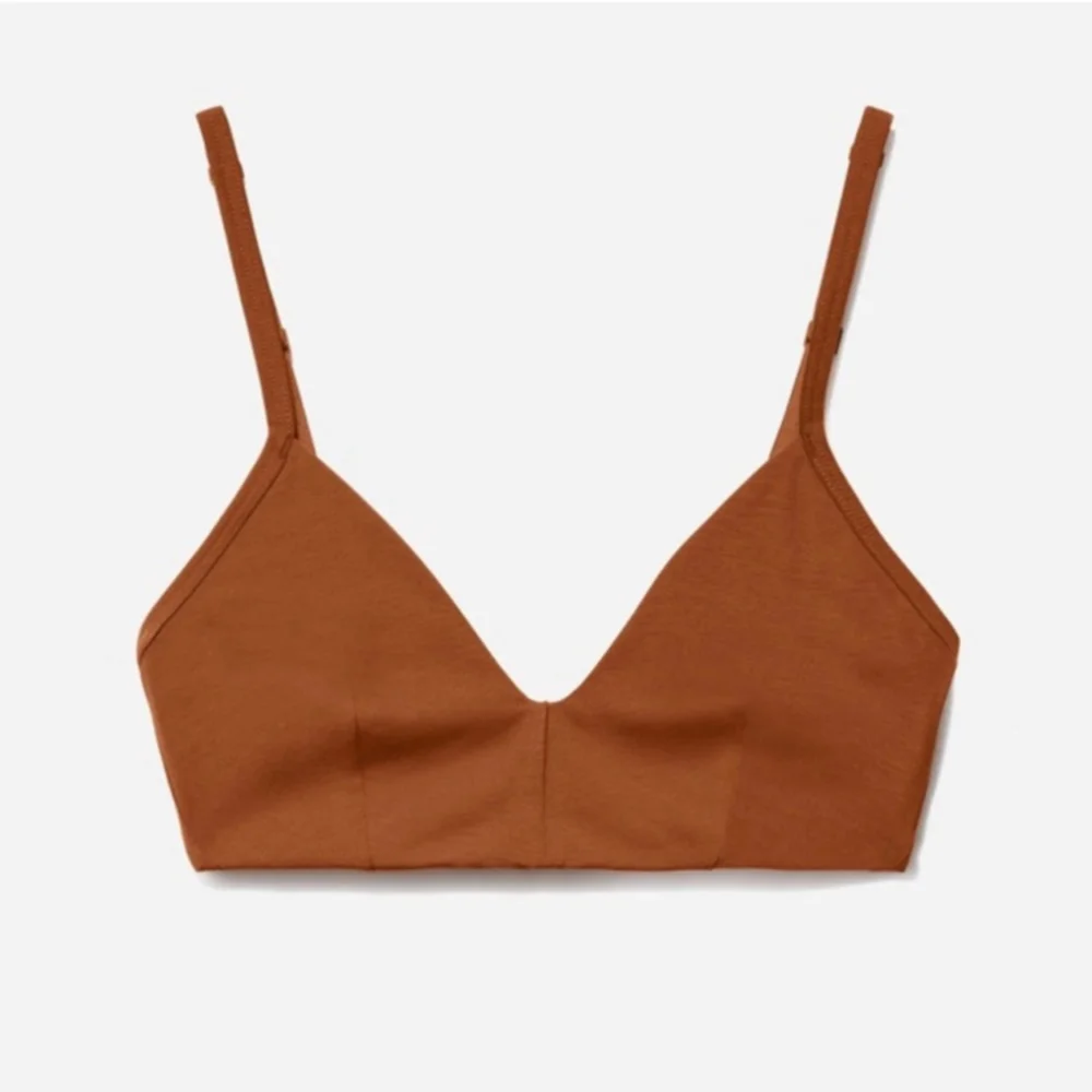 Everlane The Cotton Bralette cognac orange brown lounge comfort light support XL